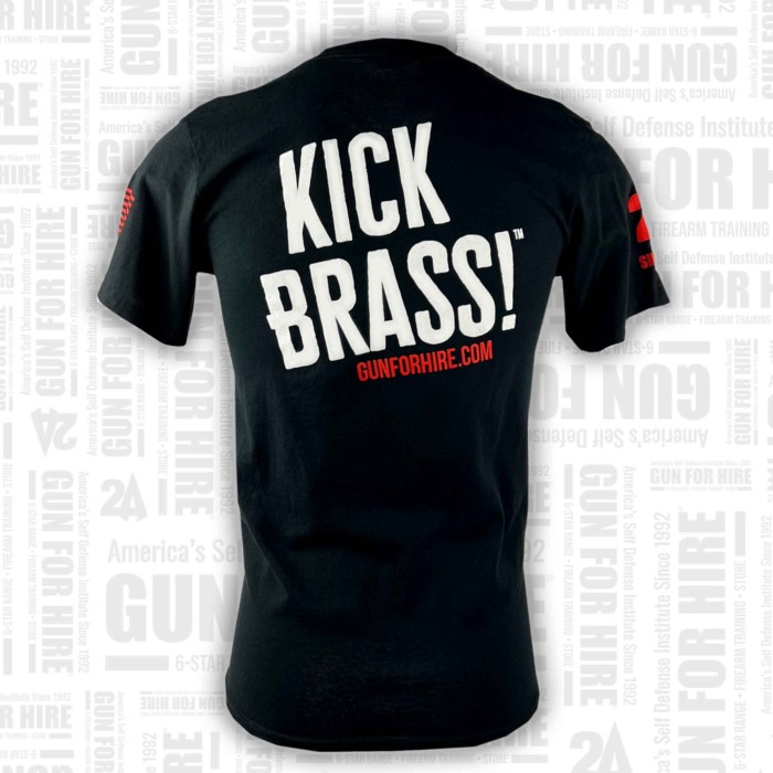 Kick Brass T SHirt Back 700x700 - Official Gun For Hire Brand T-Shirt