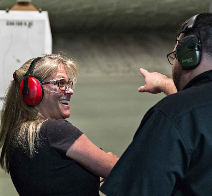 FIrearm Package 1 gun range woman firearm 700x645 - New Gun Owner Lesson Package 1
