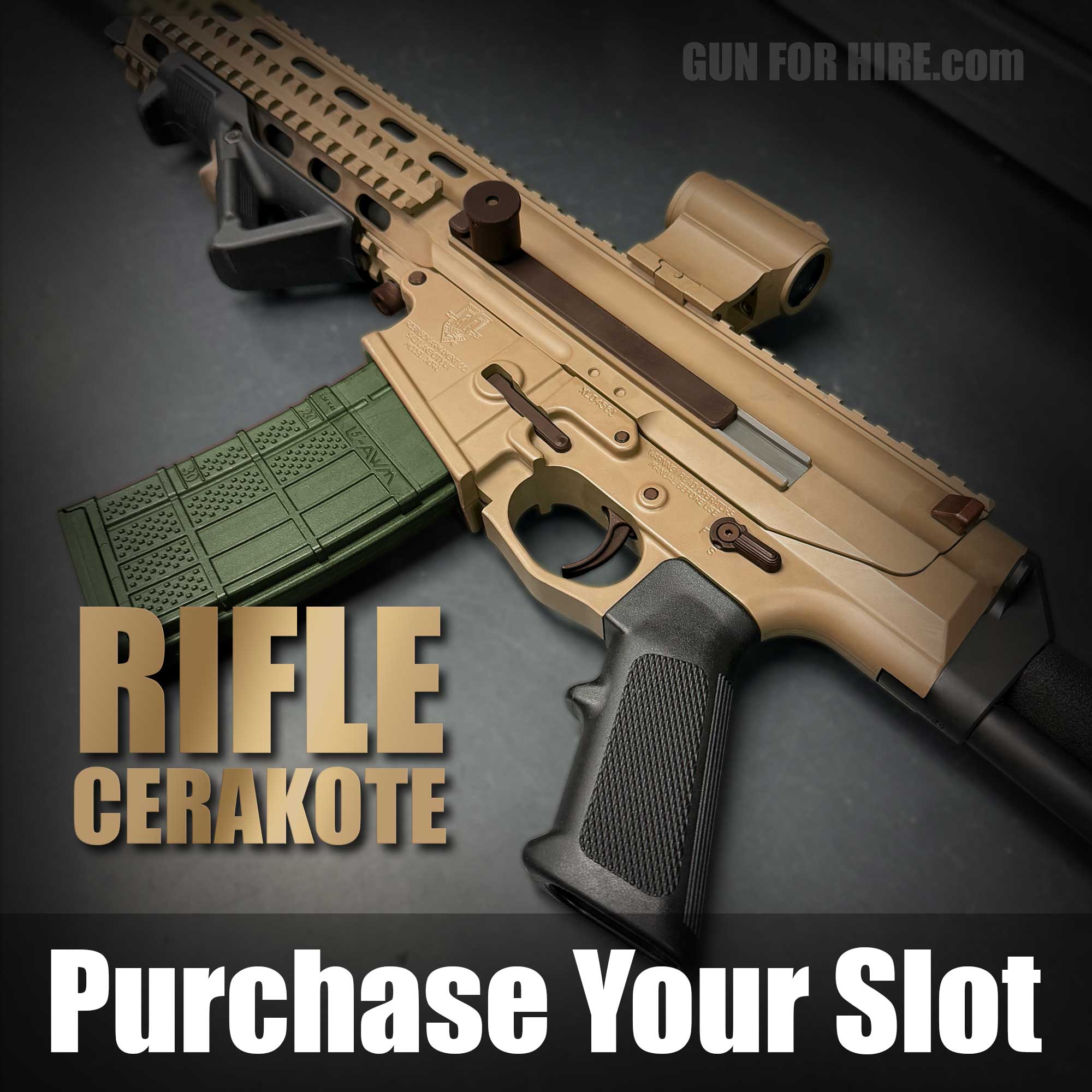 Custom rifle Cerakote service at Gun For Hire in New Jersey – secure your production slot for in-house firearm coating