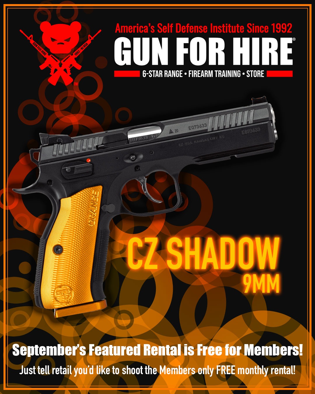 CZ Shadow for rent at Gun For Hire Orange - Gun For Hire