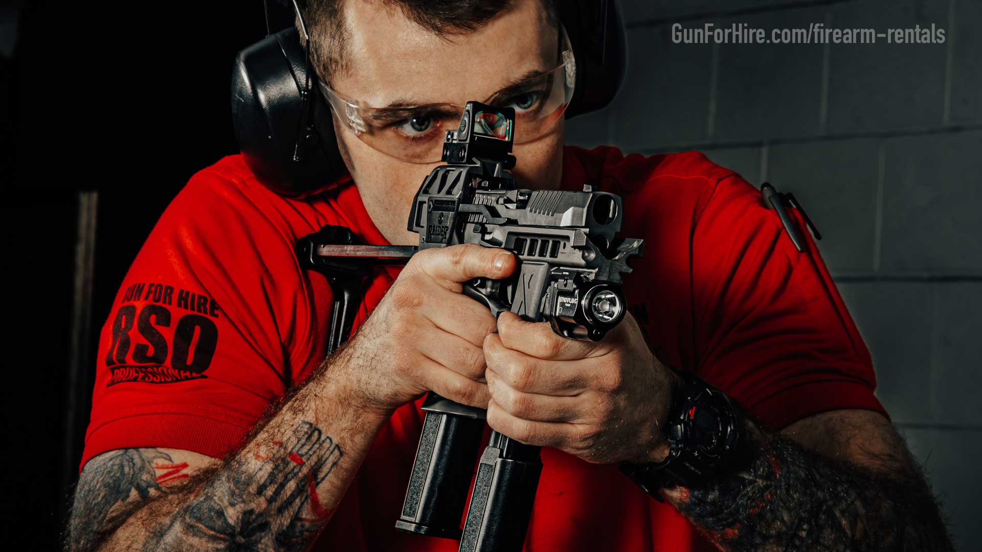 Pistol Shooting Experience | Gun For Hire Shooter using a pistol rental at Gun For Hire indoor range