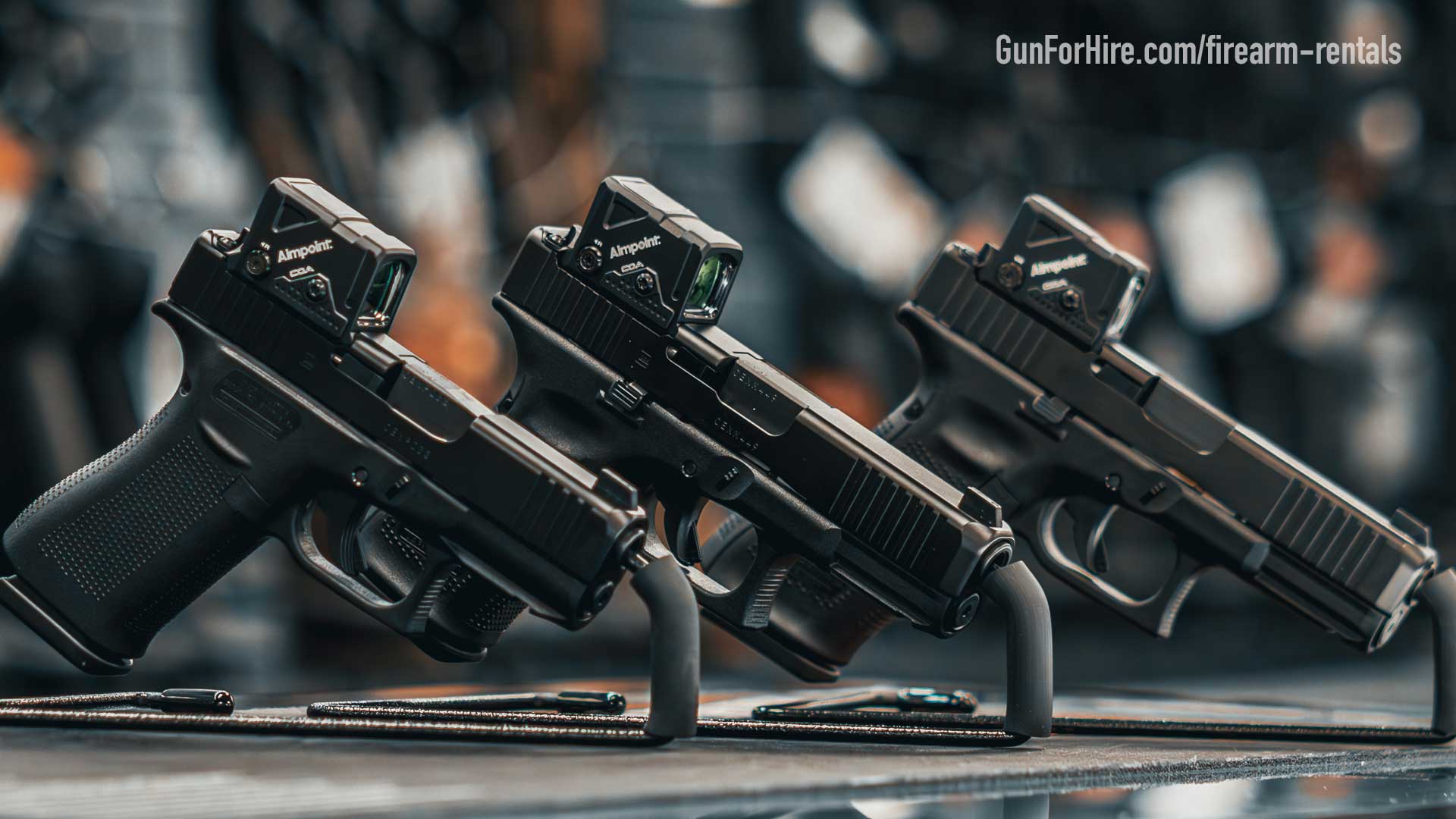 Selection of pistol rentals available at Gun For Hire